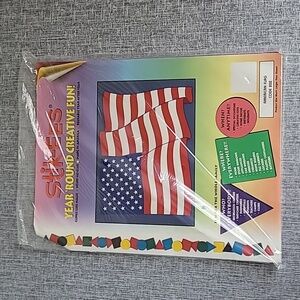 Vintage Stik-ees American Flag Window Decal Cling New in package 202
